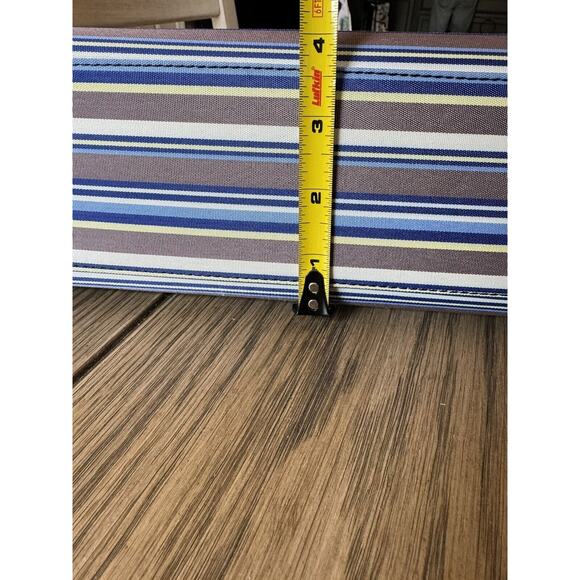 Vintage 90s Canvas Shell Purse Tote Fashion Retro Style Shoulder Handbag Striped - Picture 9 of 10